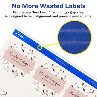 Avery Printable Blank Scallop Round Gift Tags with Sure Feed, 2.5